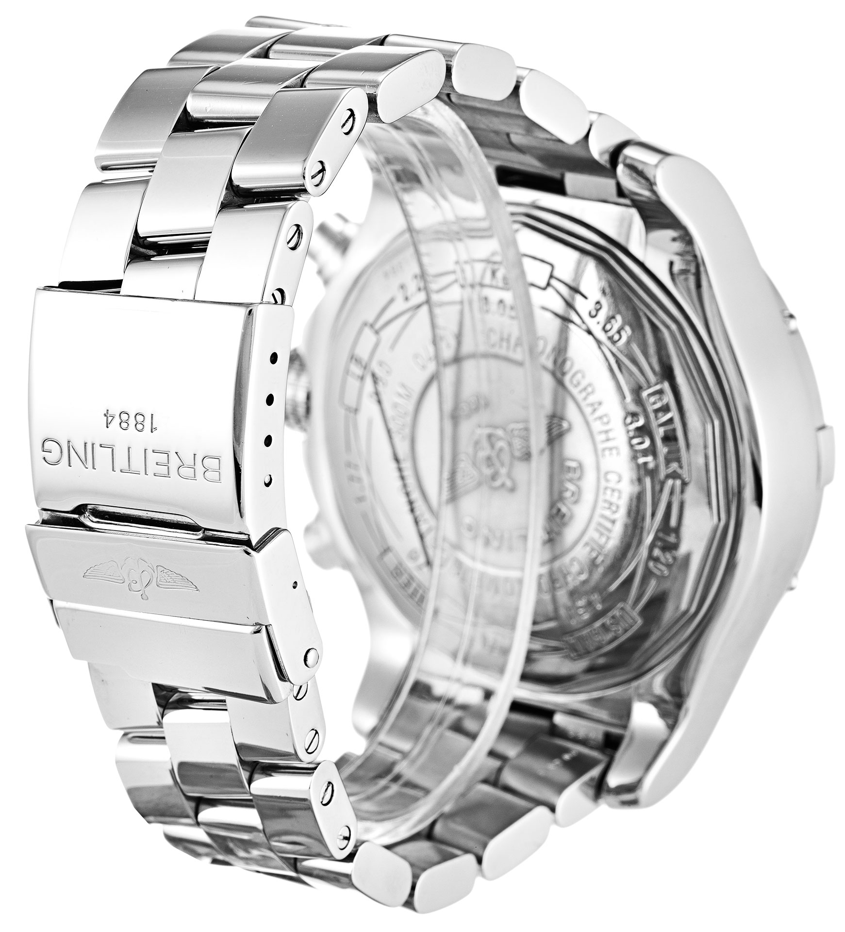 Breitling Super Avenger A13370 Chrono Avenger Mens Quartz 48.4mm Steel Case Steel Bracelet White