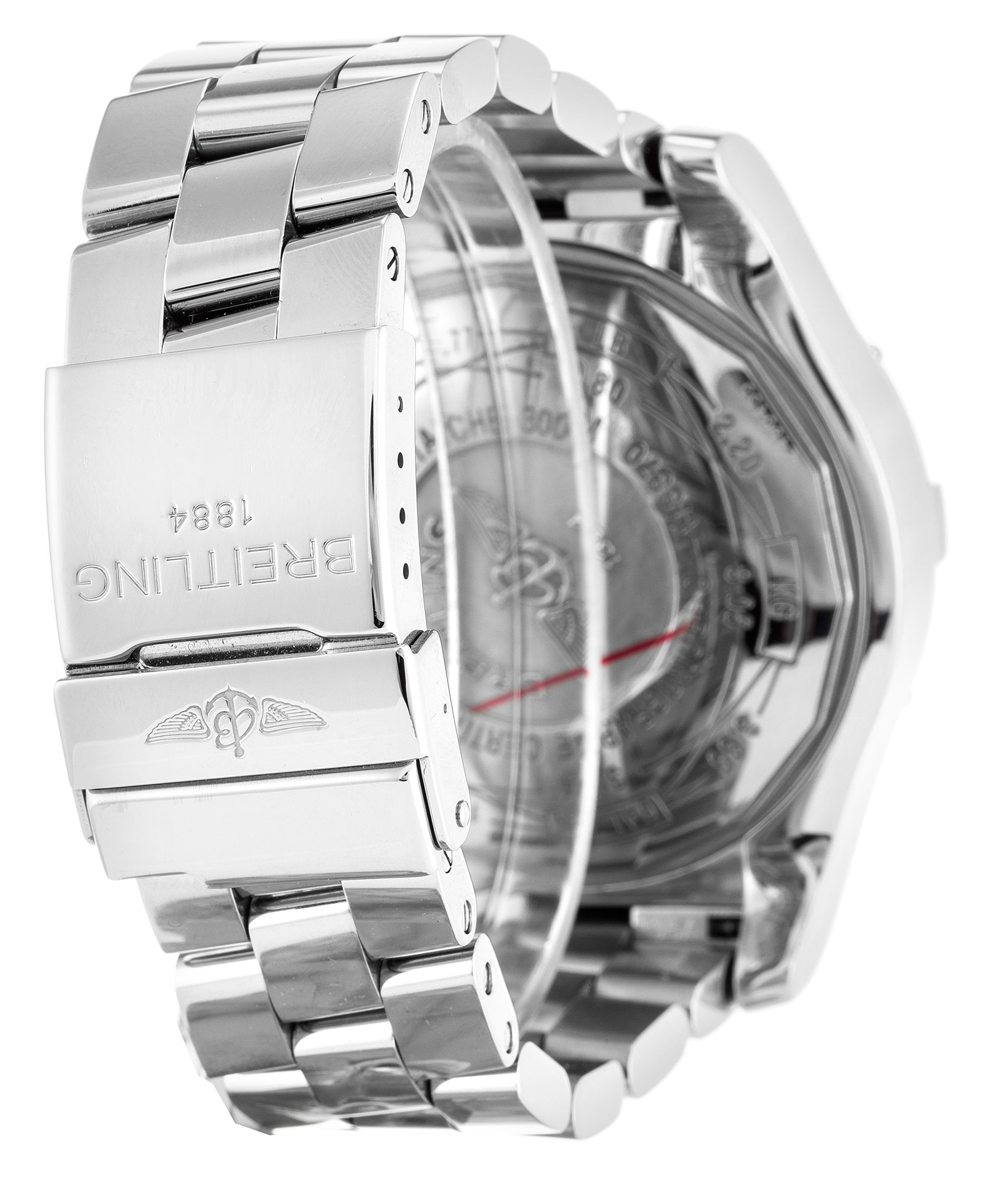 Breitling Super Avenger A13370 Quartz Mens Watch, 48.4mm Steel Case, Baton Dial