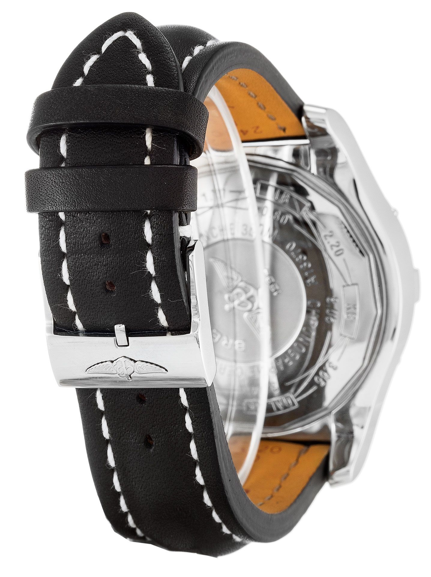A13370-BREITLING-SUPER-AVANGER-QUARTZ-WATCH-MENS-STEEL-BRACELET-BLACK-DIAL-WATER-RESISTANT