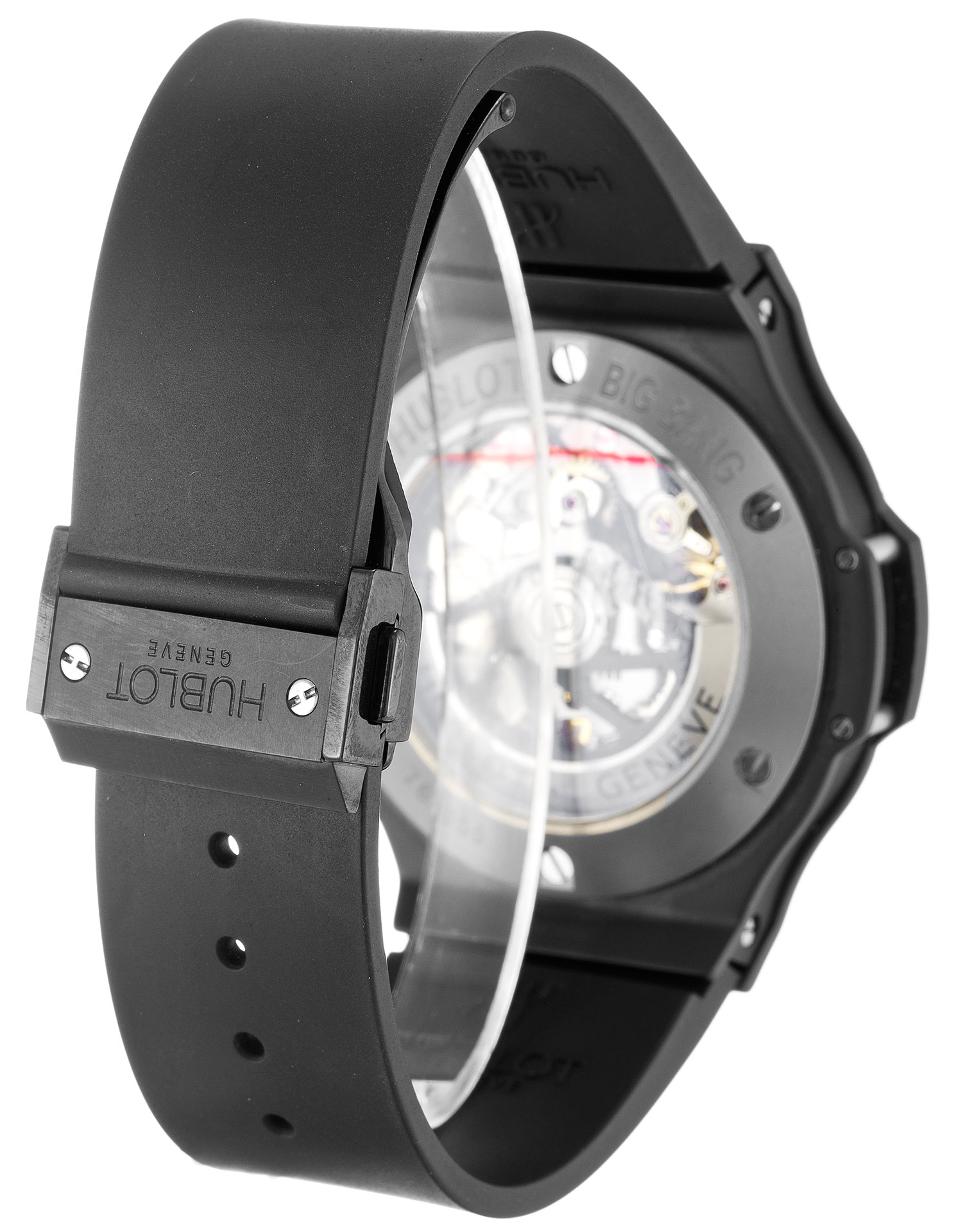 Hublot 44mm Quartz Mens Watch 301.ck.1140.RX Ceramic Titanium Case Black Dial Rubber Bracelet