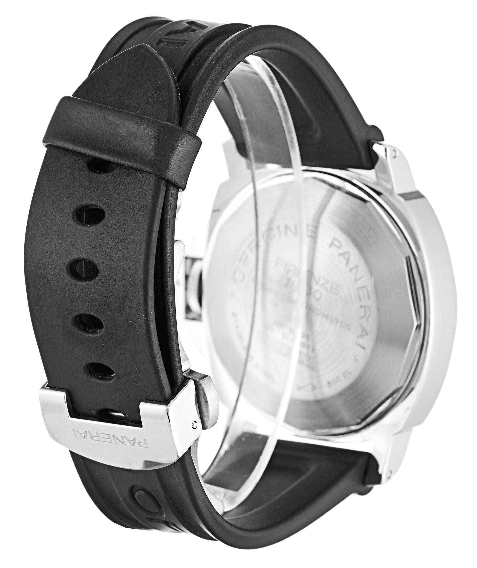 Panerai Luminor GMT PAM00088 Mens Watch Automatic Movement Silver Dial Steel Case Rubber Strap