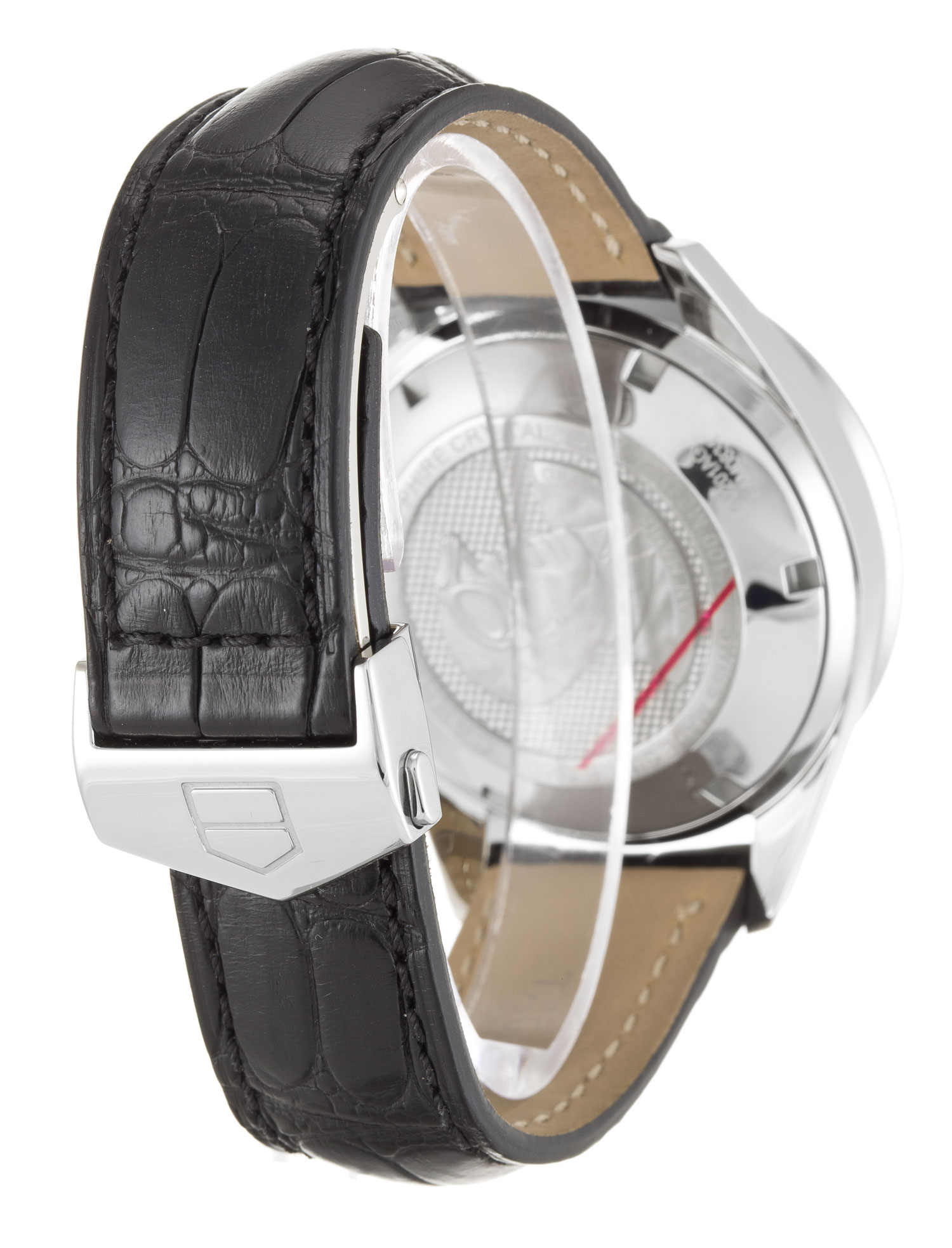 Tag Heuer Carrera CV201AG.FC6266 Mens Quartz Watch, 41mm Steel Case, Black Baton Dial, Alligator