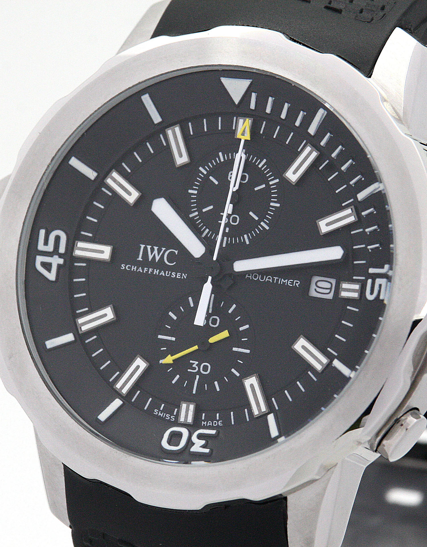 IWC Aquatimer IW376801 Mens Automatic Watch, 46mm Steel Case, Black Dial, Rubber Strap