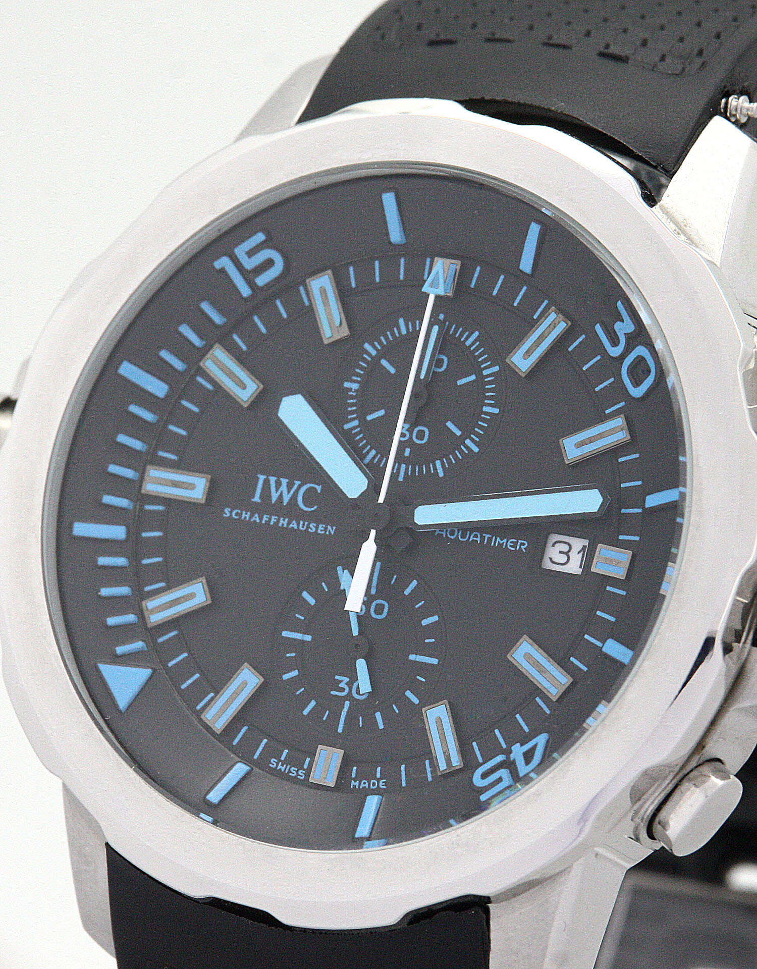IWC Aquatimer IW329003 Mens Automatic Steel Case 42mm Black & Blue Dial Rubber Bracelet Replica