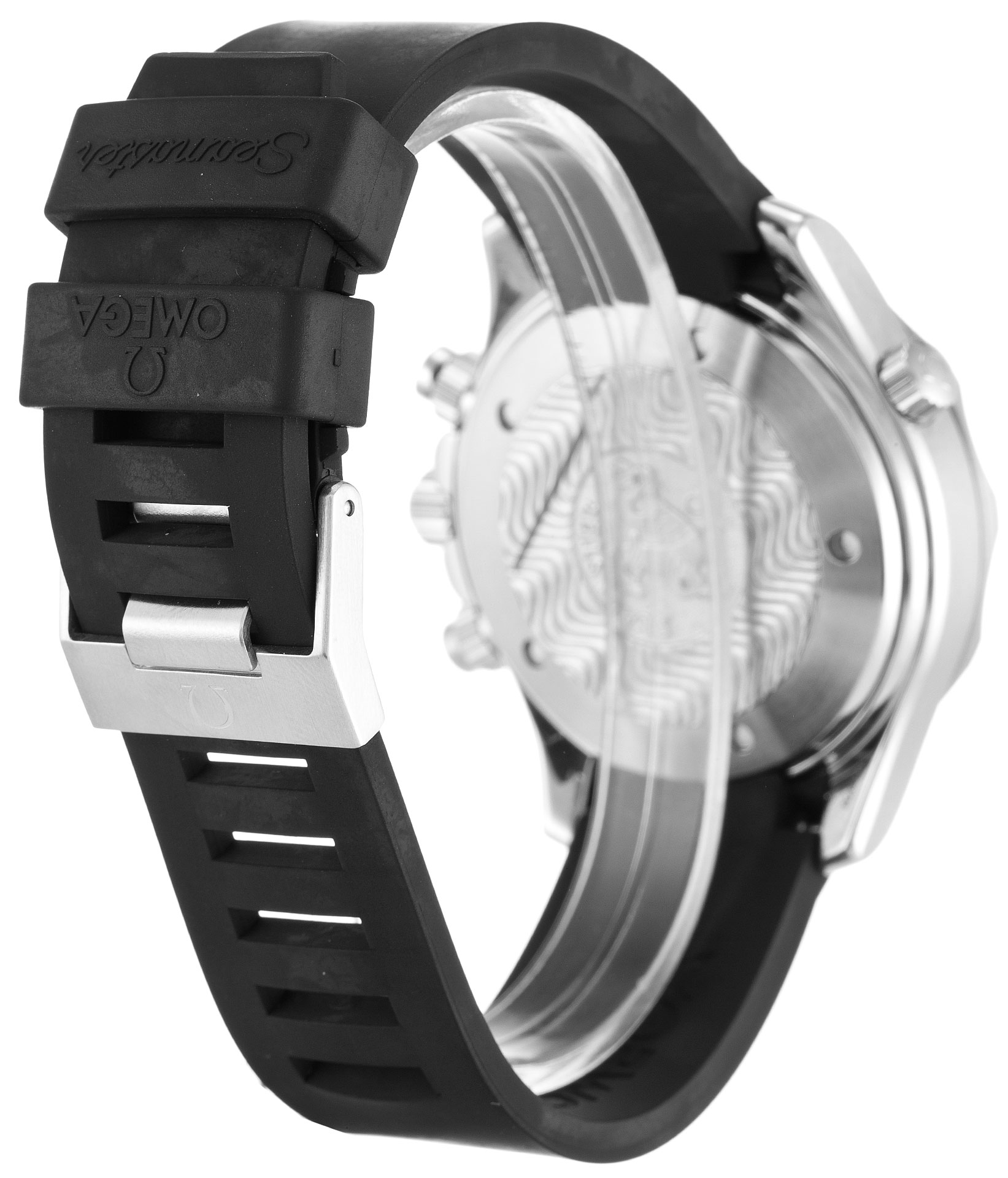 Omega Seamaster 300m Quartz Mens Watch 2894.50.91 Steel Case Baton Dial Black Rubber Band Water