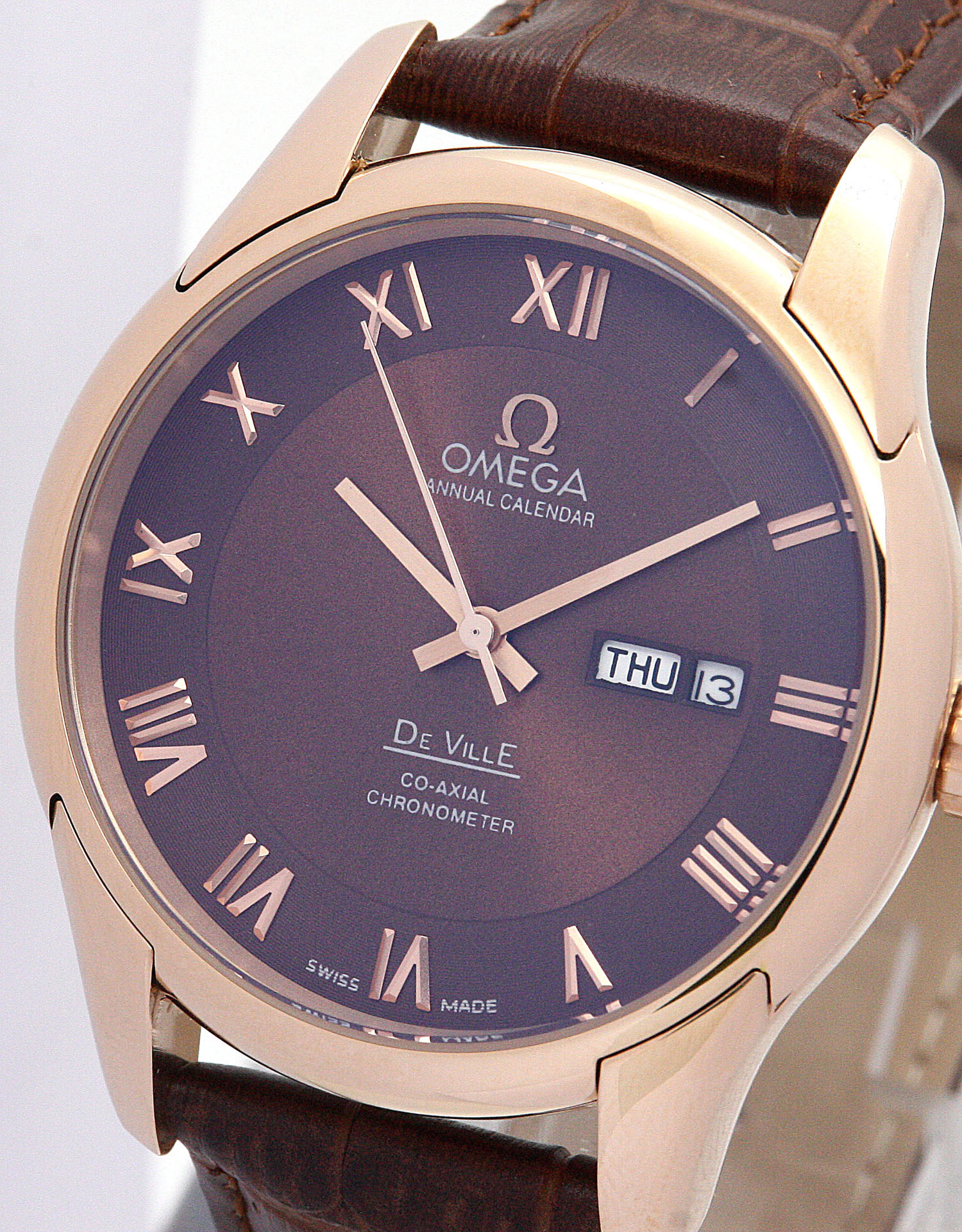 Omega De Ville Hour Vision - 15202ST.OO.1240ST.01 - Automatic - 41 MM Rose Gold Steel - Brown Baton