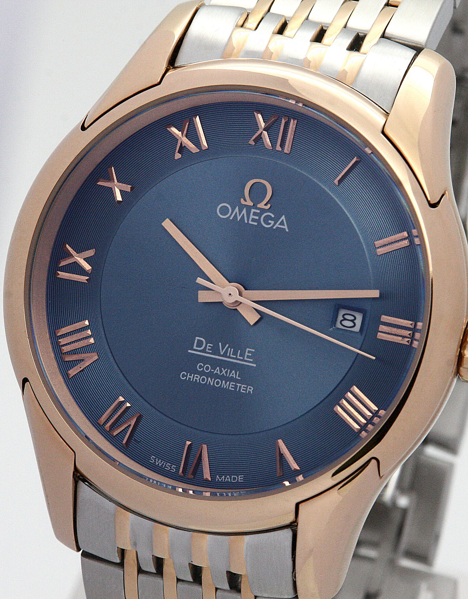 433.50.41.21.13.001 - Omega De Ville Hour Vision - Automatic - Green Dial - Rose Gold Steel - 41MM