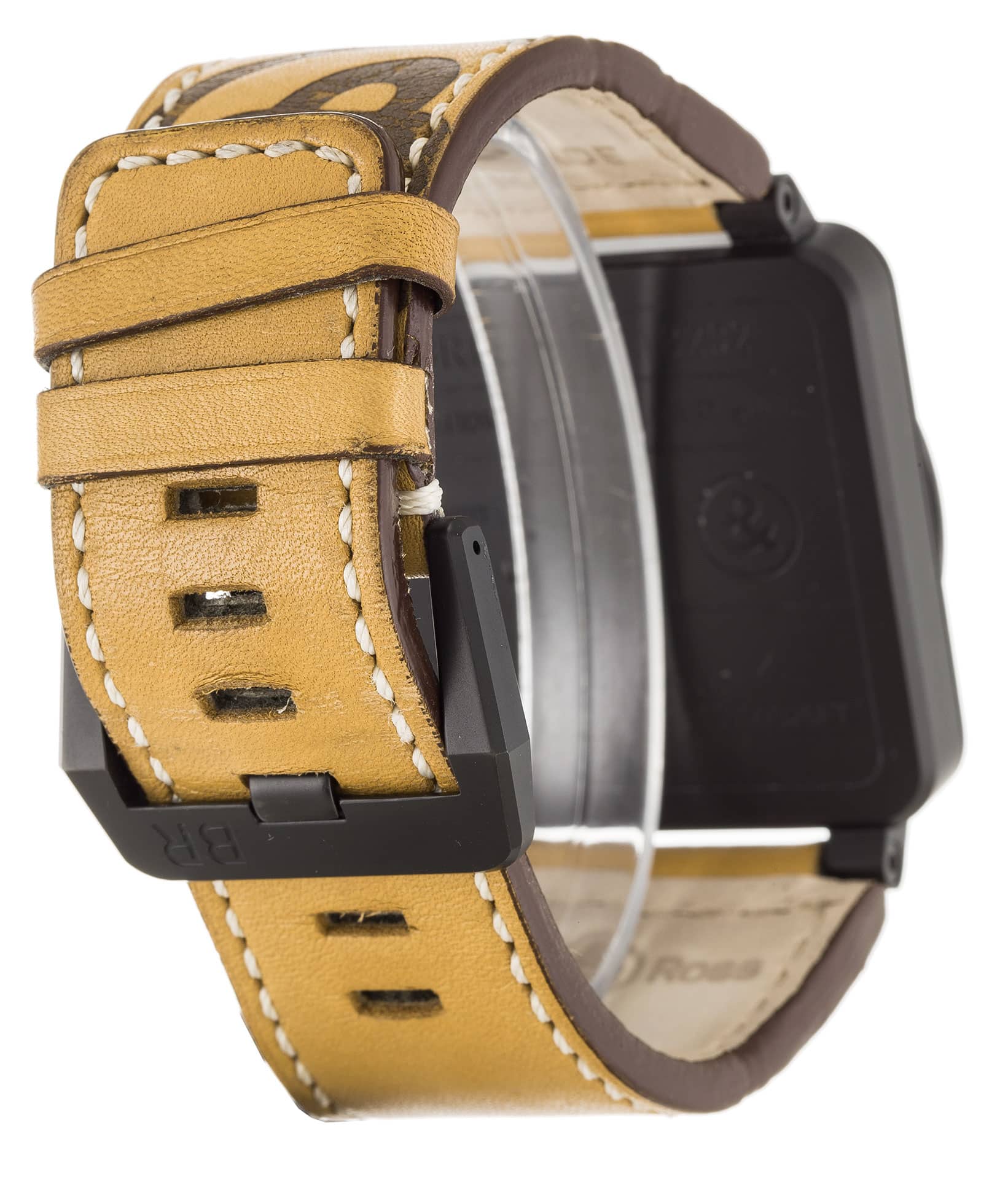 - BR03-92-S - Bell Ross Automatic Mens Watch - 42mm Steel Black PVD Case - Leather Tan