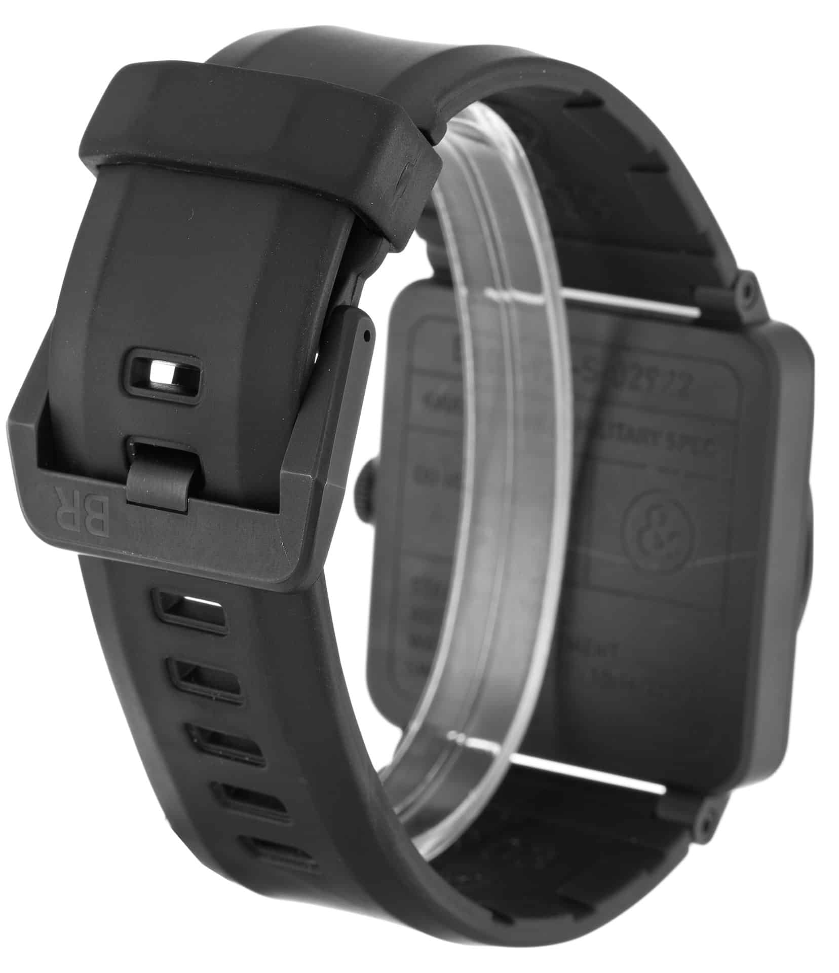 Bell Ross BR03-92 Carbon Replica Watch, Automatic, 42MM Carbon Steel Case, Blue Rubber Bracelet