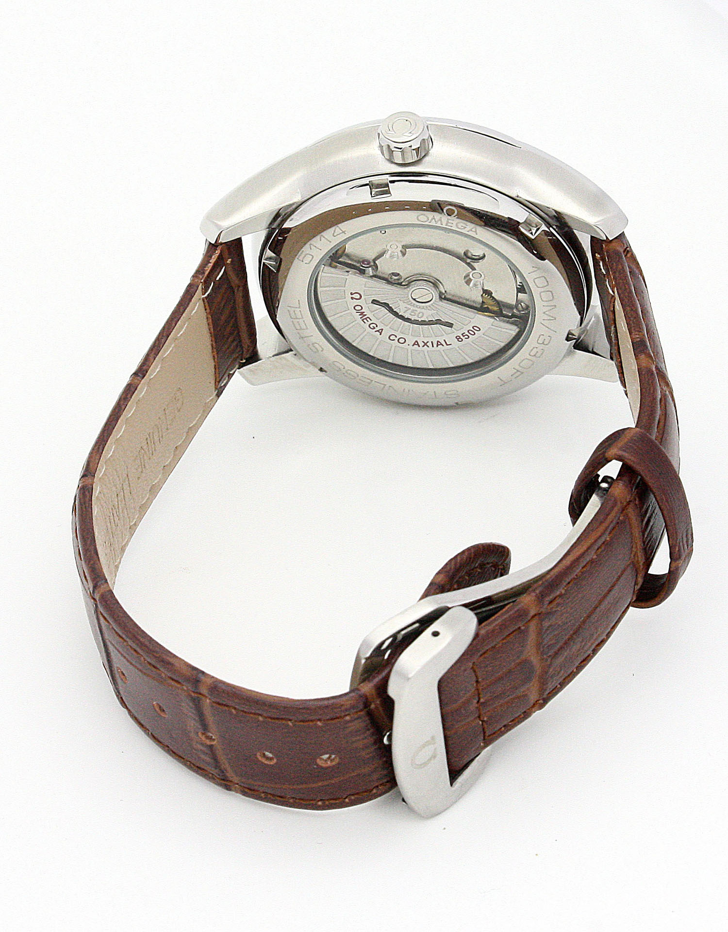 Omega De Ville Hour Vision Replica Watch, AUTO CO-AXIAL, 41MM STEEL CASE, BROWN BRACELET, SILVER