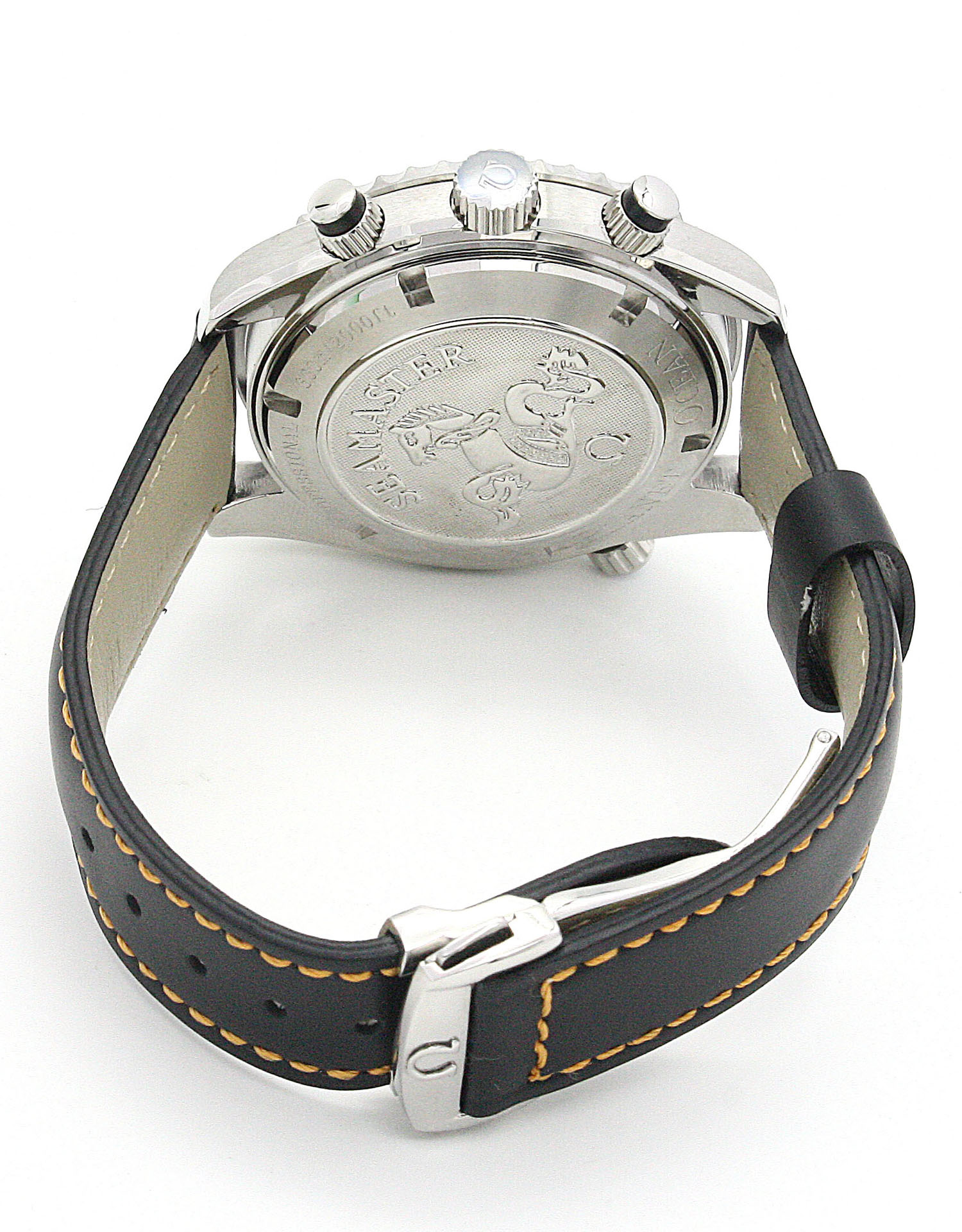Omega Speedmaster Date 3811.80.03 Replica Watch, Black Baton Dial, Steel & Black Leather Band