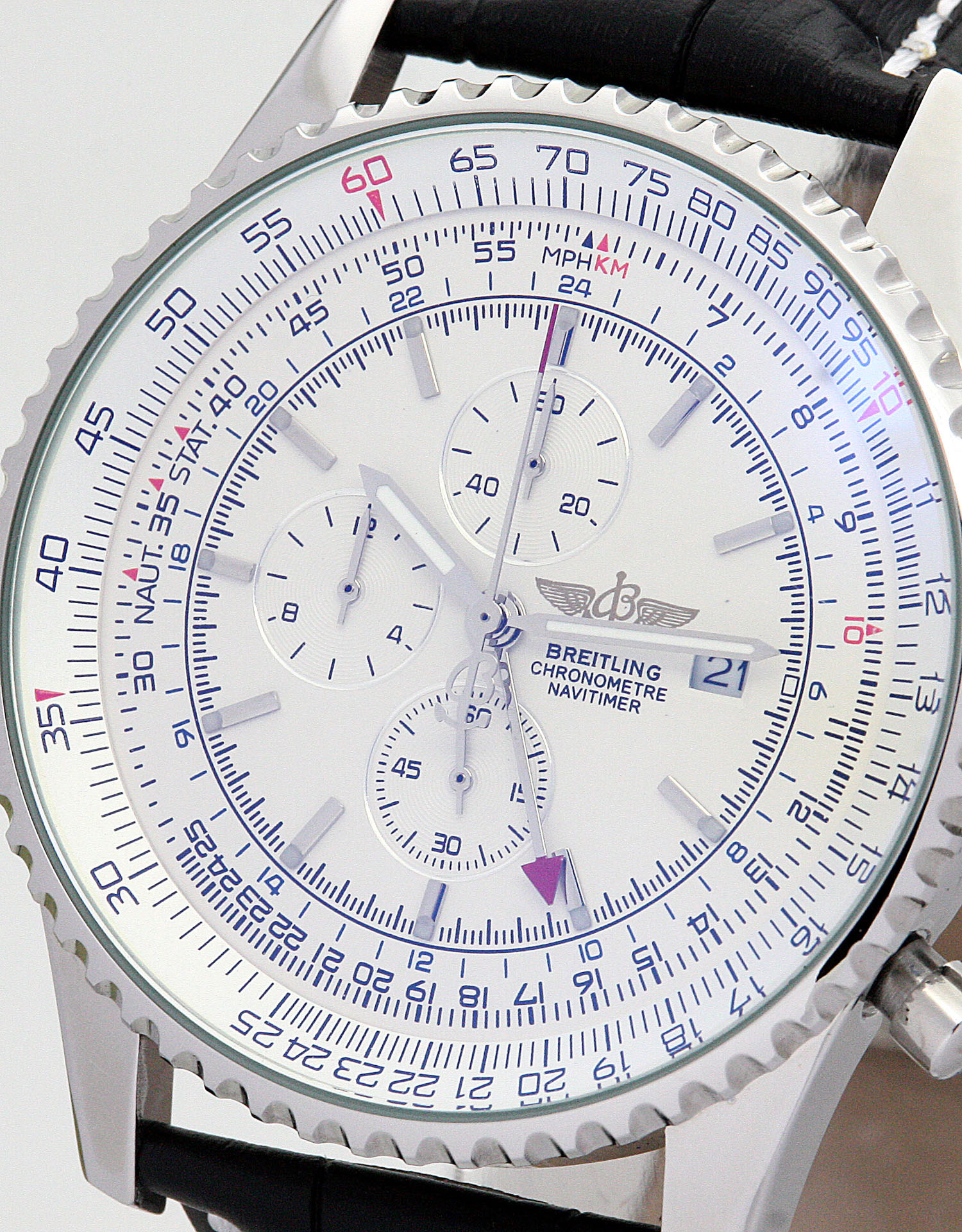 Breitling Navitimer World A24322 - Quartz - 46MM Steel - White Dial Mens Watch - Replica Watch