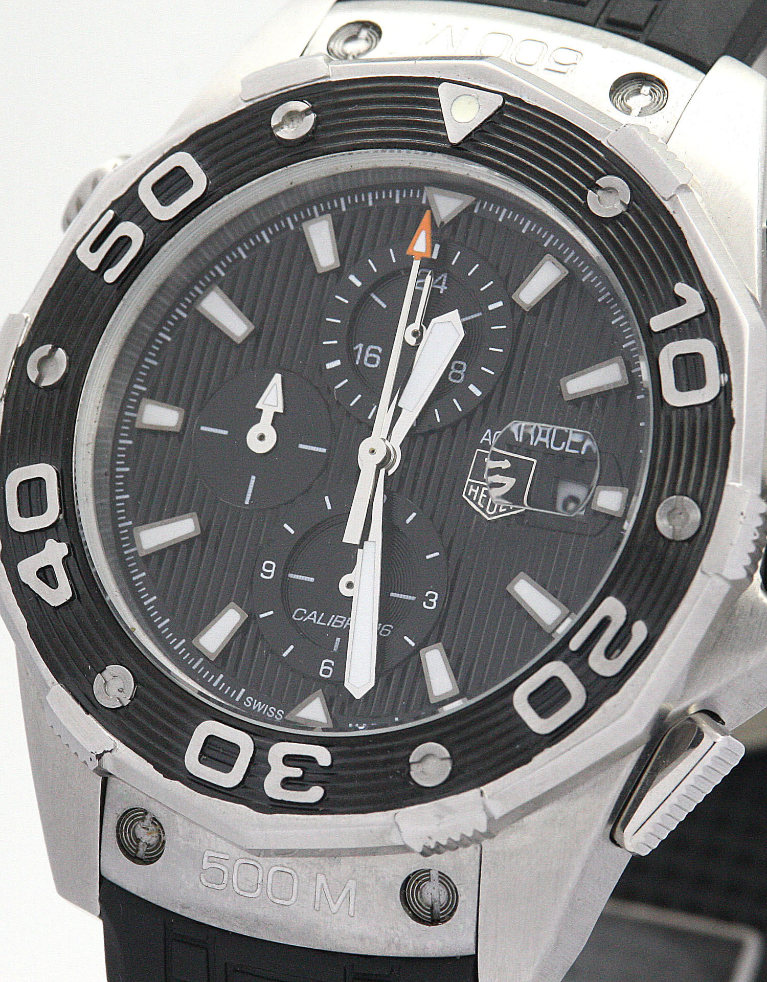 Tag Heuer Aquaracer CAJ2110.FT6023 Mens Quartz 43mm Steel Case Black Baton Rubber Bracelet Water