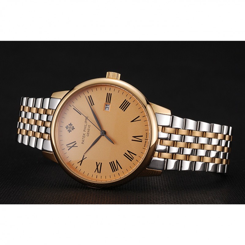Patek Philippe Calatrava Replica Watch Quartz Battery Men's Gold Dial Stainless Steel Case