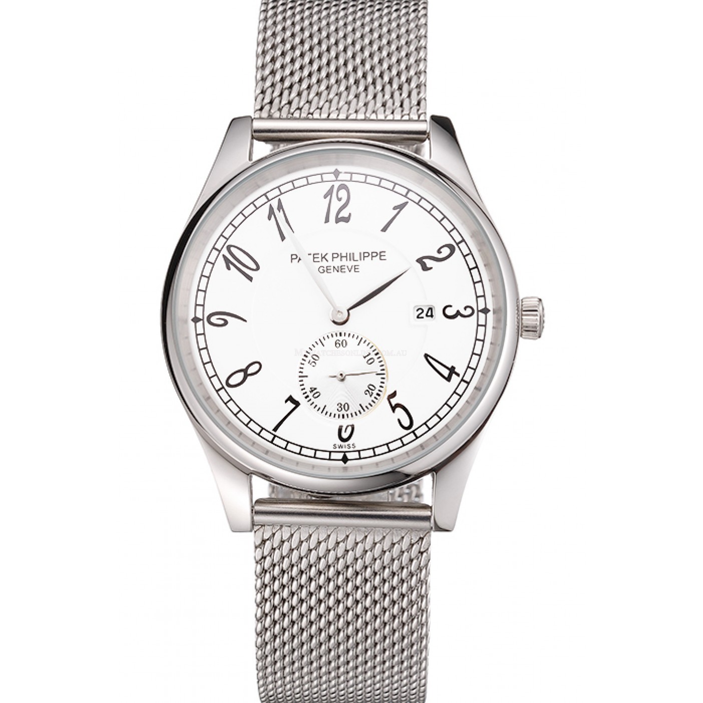 Patek Philippe Calatrava Replica Watch, Quartz Movement, Polished Stainless Steel, White Dial