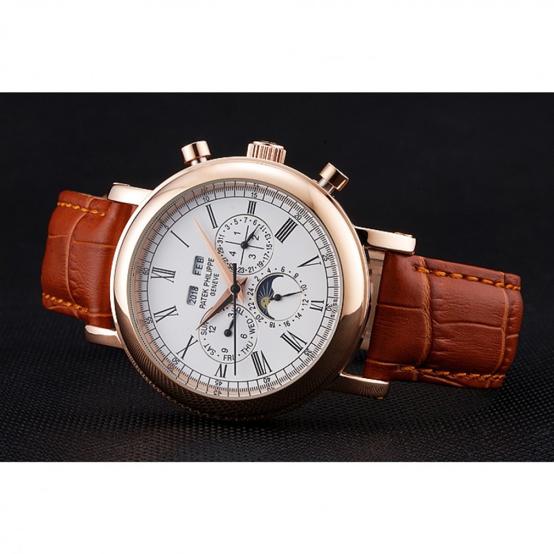Patek Philippe Grand Complications, Automatic, White Dial, 18k Rose Gold, Replica Watch