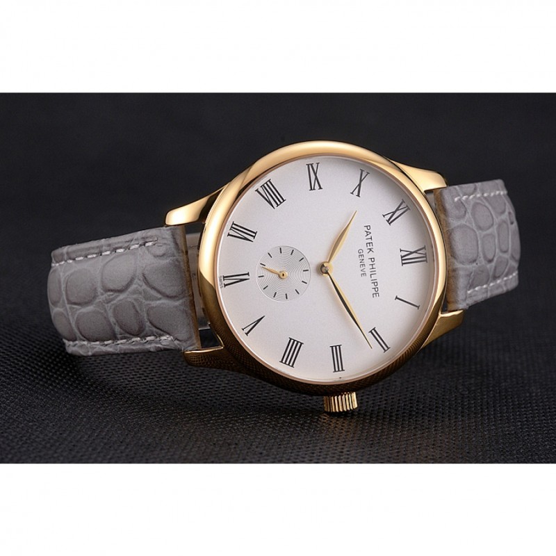 Patek Philippe Calatrava Replica, Quartz Movement, 18k Yellow Gold Plated, Grey Dial, 45x39mm Watch