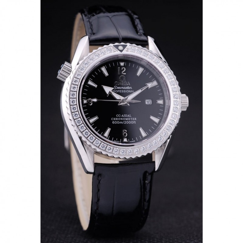 Omega Seamaster OM162 Replica Watch, Black Dial, Stainless Steel Case, Japanese Quartz Movement