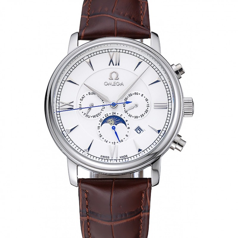 Omega De Ville Moonphase 1454226 Automatic Silver Dial Replica Watch