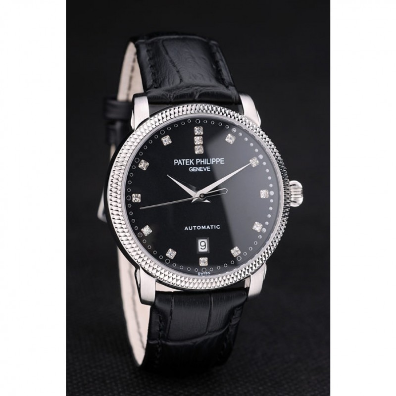 Patek Philippe Calatrava 7661 | Automatic | Polished Stainless Steel Case | Black Crocodile Leather