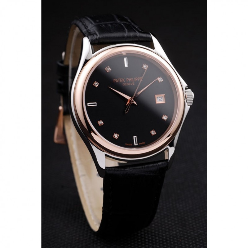 - PATEK PHILIPPE GENEVE CALATRAVA REPLICA WATCH - KINETIC - AUTO - 46x38MM - BLACK DIAL - 18K