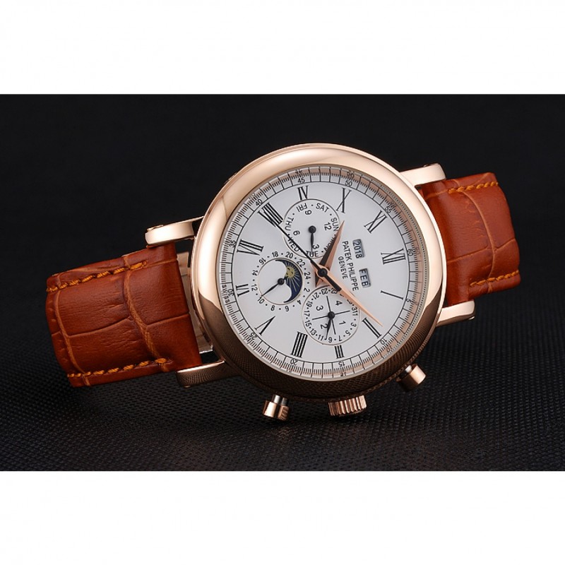 Patek Philippe Grand Complications, Automatic, White Dial, 18k Rose Gold, Replica Watch