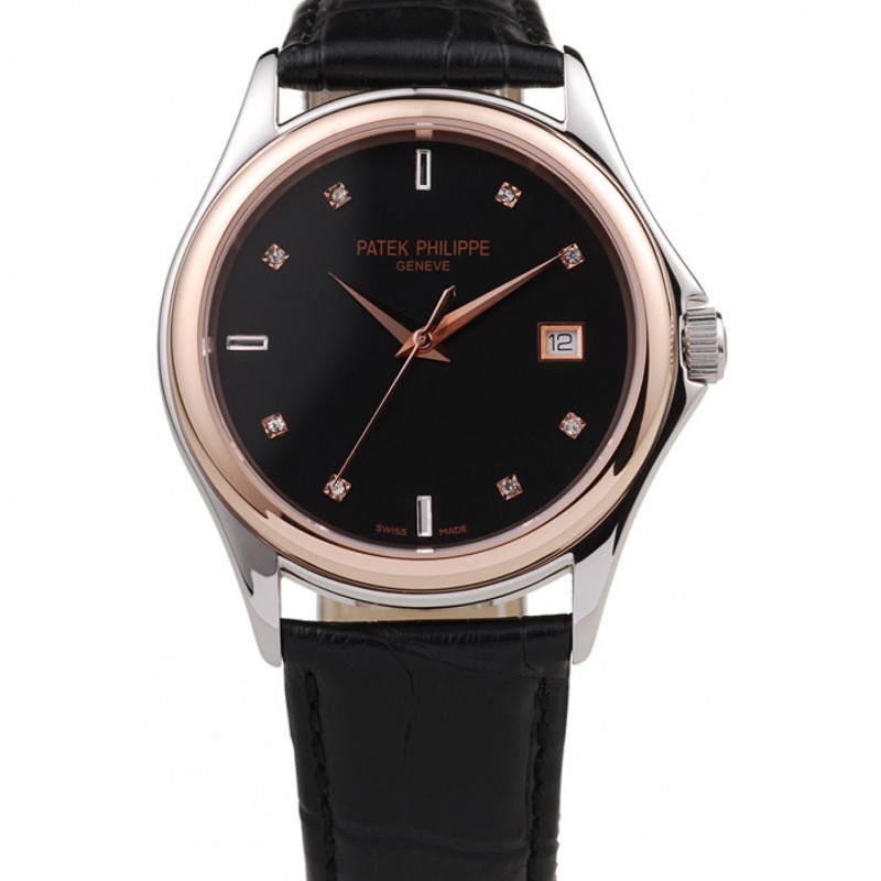 - PATEK PHILIPPE GENEVE CALATRAVA REPLICA WATCH - KINETIC - AUTO - 46x38MM - BLACK DIAL - 18K