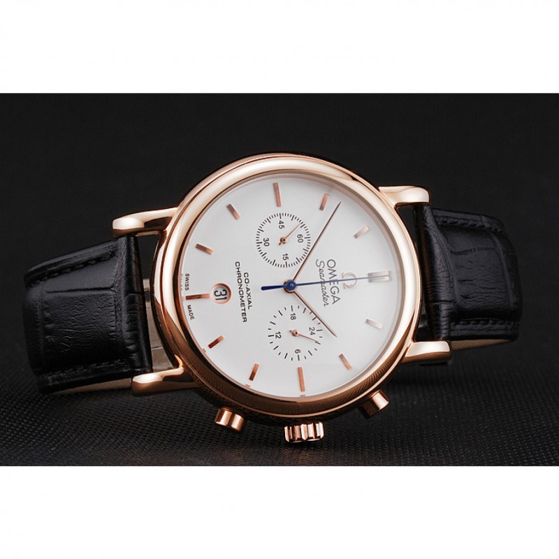 - Omega Seamaster Quartz Replica Watch - White Dial - 18k Rose-Gold - Model 15202ST.OO.1240ST.01