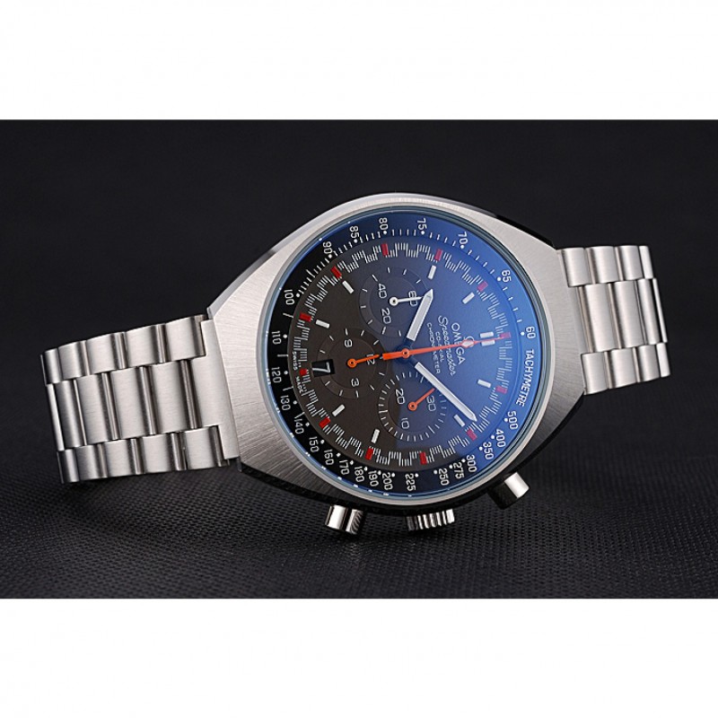 Omega Speedmaster Quartz Replica Watch, Japanese Movement, Polished Stainless Steel, Black Dial