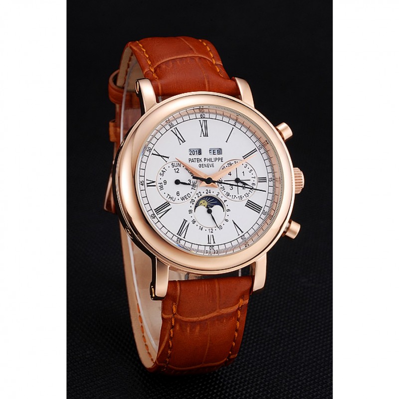 Patek Philippe Grand Complications, Automatic, White Dial, 18k Rose Gold, Replica Watch