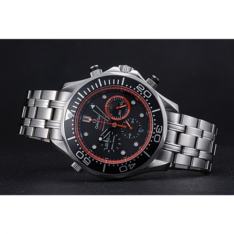 Omega Seamaster 622058 Replica Watch, Quartz Movement, Brushed Steel Case, Black Ceramic Bezel