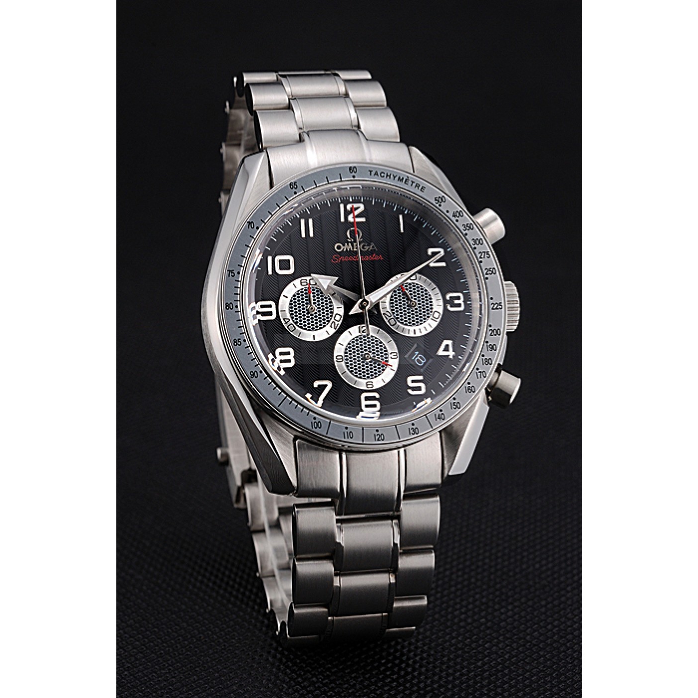 Omega Speedmaster Replica Watch 622523 Quartz Chronograph Black Dial Steel Case
