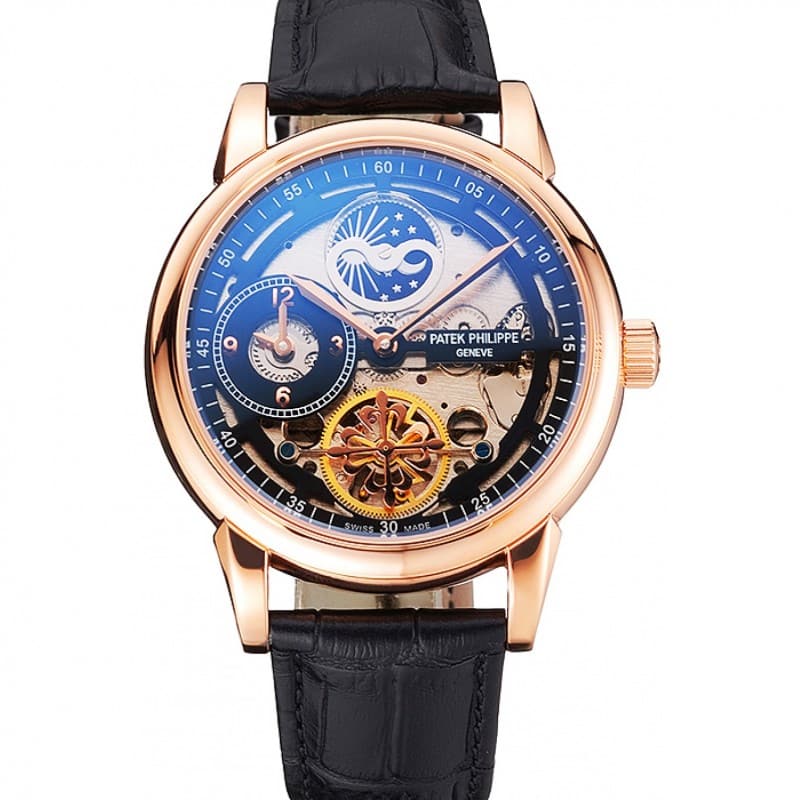 Patek Philippe Complications Dual Time Moonphase Tourbillon Automatic 55x44mm 18k Rose-Gold Plated