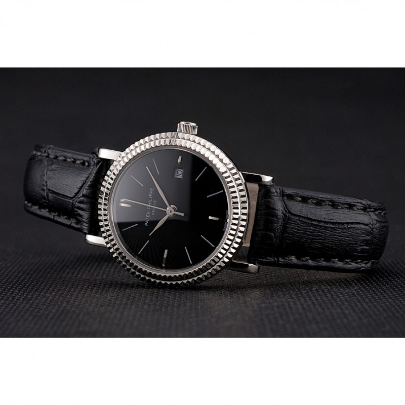 Patek Philippe Calatrava Quartz Battery - Women's Watch - Black Dial - 33 x 28 mm - Replica Watch