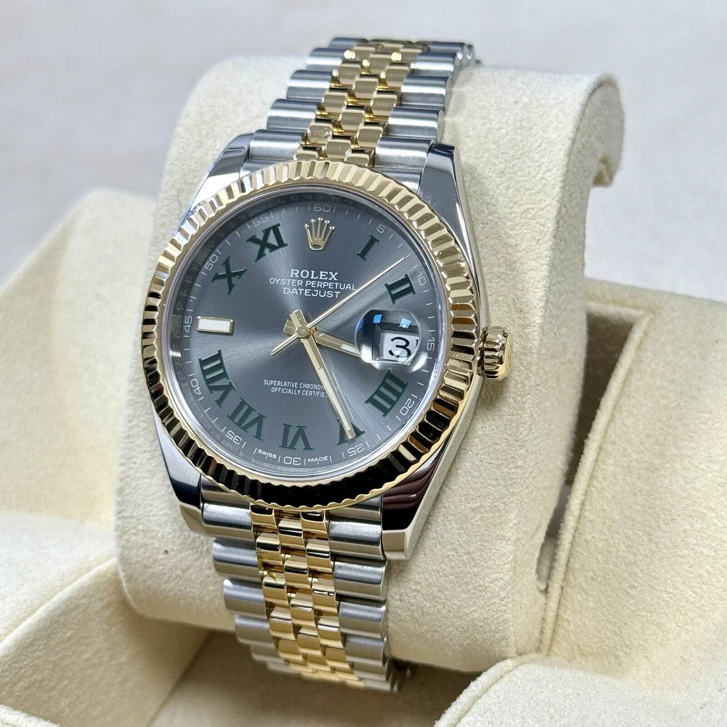 DateJust 36mm 126233 Clean 1:1 Best Edition 904L Steel Gray Dial Green Roman on SS/YG Jubilee Bracelet VR3235