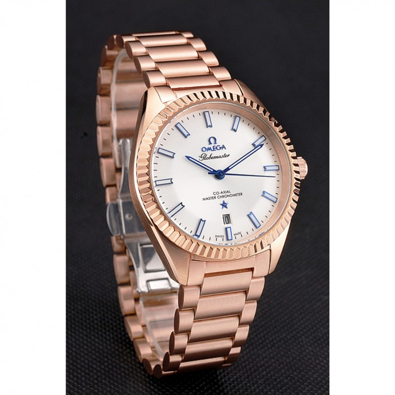 Omega Globemaster Constellation Quartz Battery Men's Watch Replica, 18k Rose-Gold Plated Case