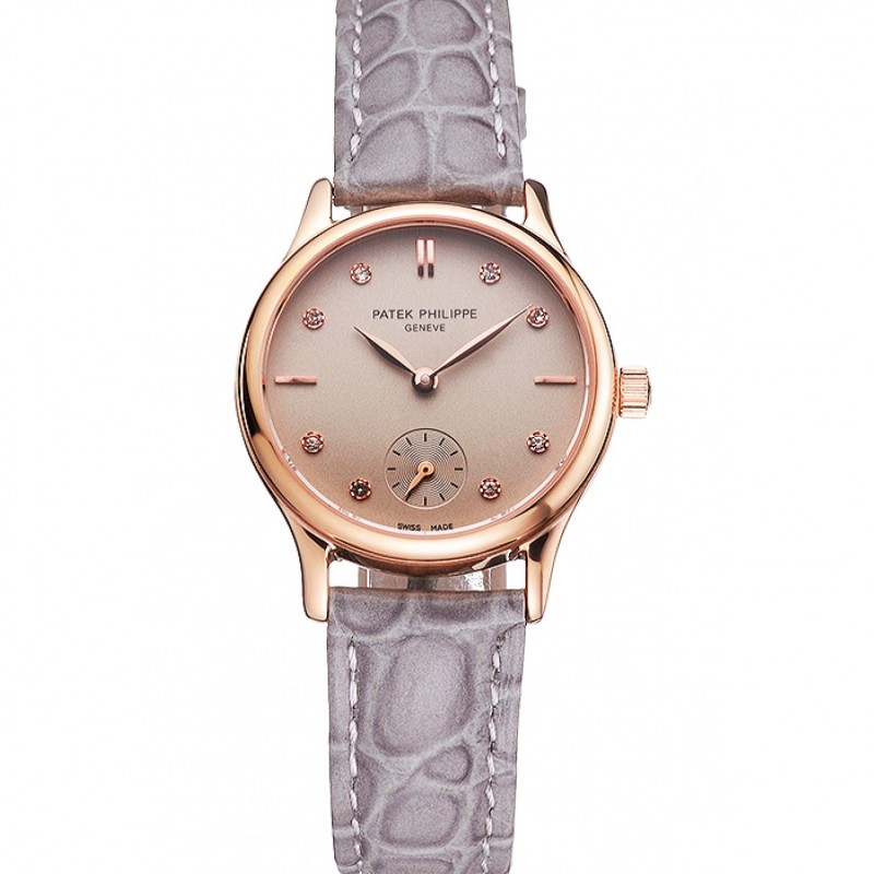 Patek Philippe Calatrava Replica, Quartz, 18k Rose-Gold Plated, Silver Dial, Model