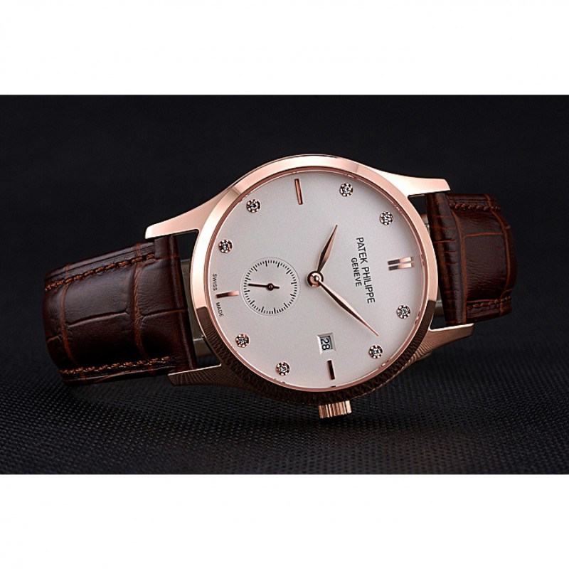 -622834 - Patek Philippe Calatrava Replica Watch - Automatic - 18k Rose-Gold Plated - White Dial