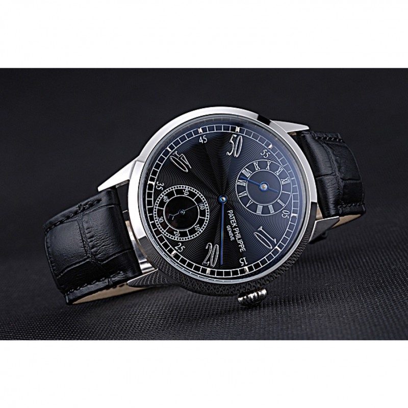 Patek Philippe Geneve Two 622145 Replica Watch, Automatic Movement, Black Dial, Stainless Steel