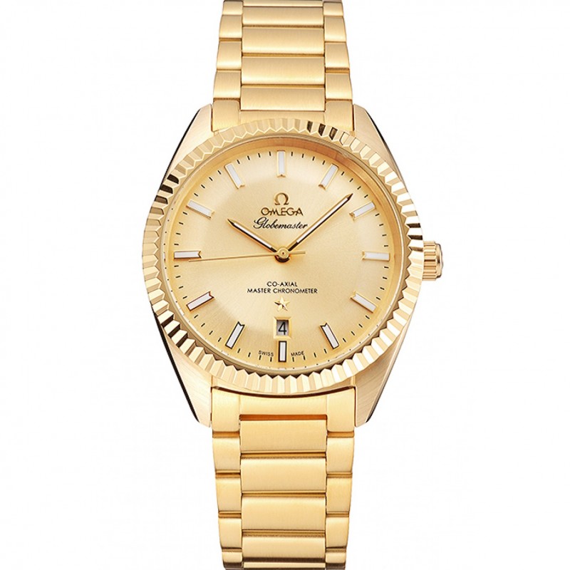 Omega Globemaster 47x39MM 18k YG Plated Automatic Stainless Steel Link Bracelet Replica Watch