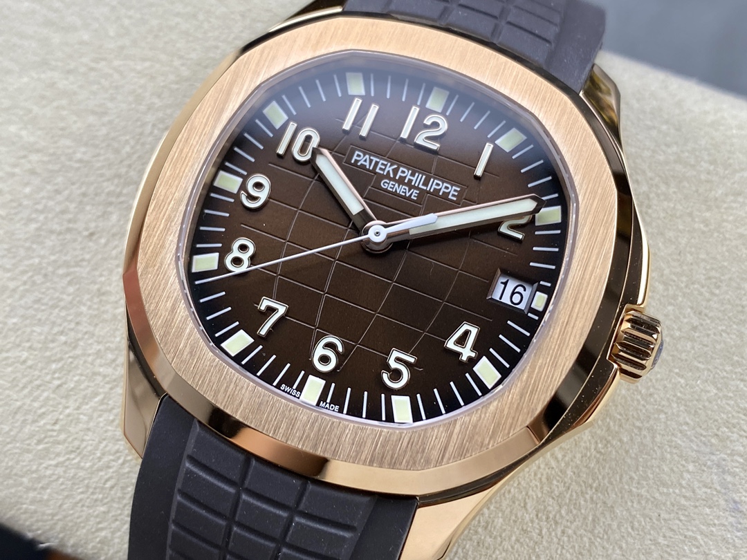Aquanaut 5167 40mm RG 3KF 1:1 Best Edition Brown Dial on Black Rubber Strap A330 Super Clone