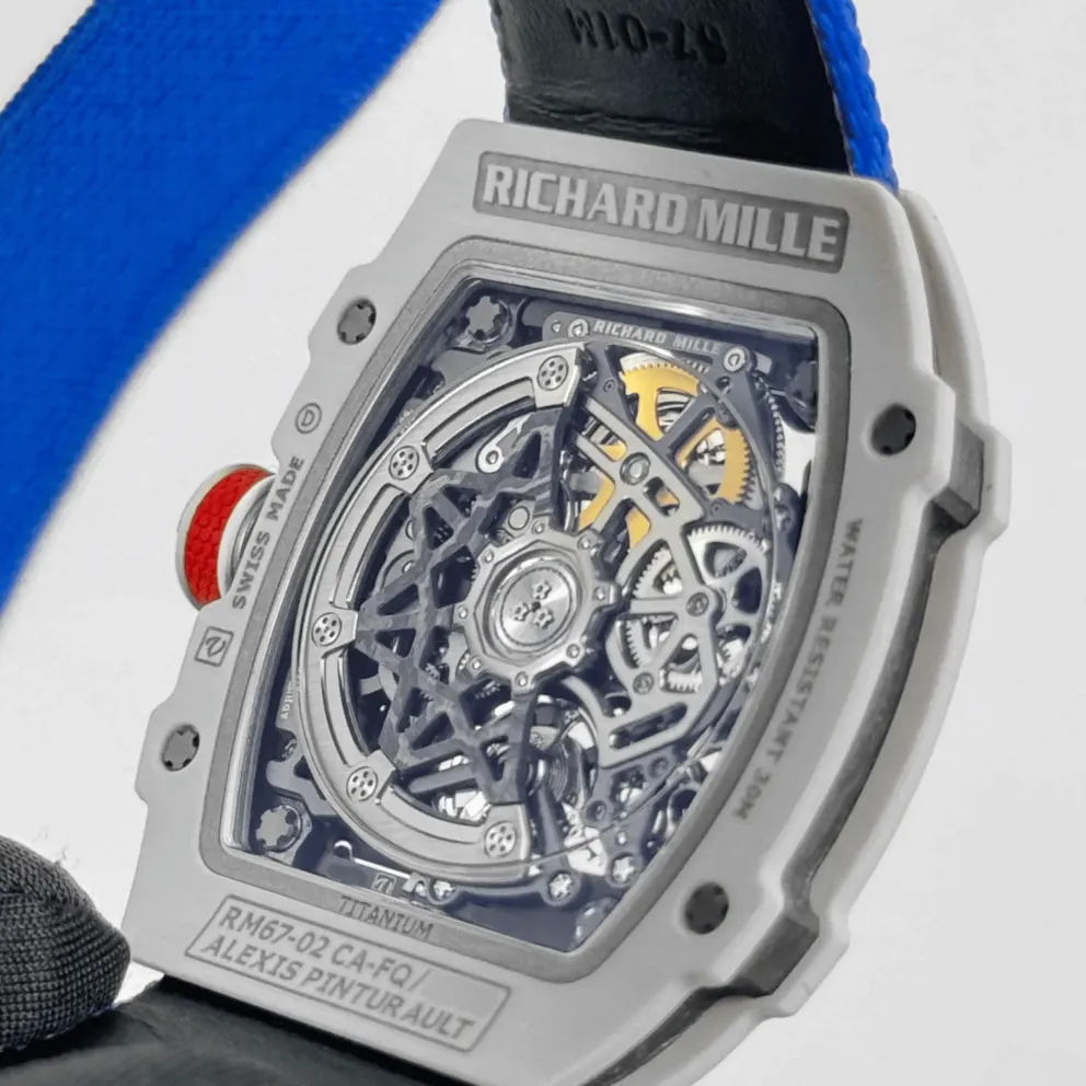 Custom Made RM67-02 White NTPT France Dial on Blue Nylon strap CRMA7 Super Clone