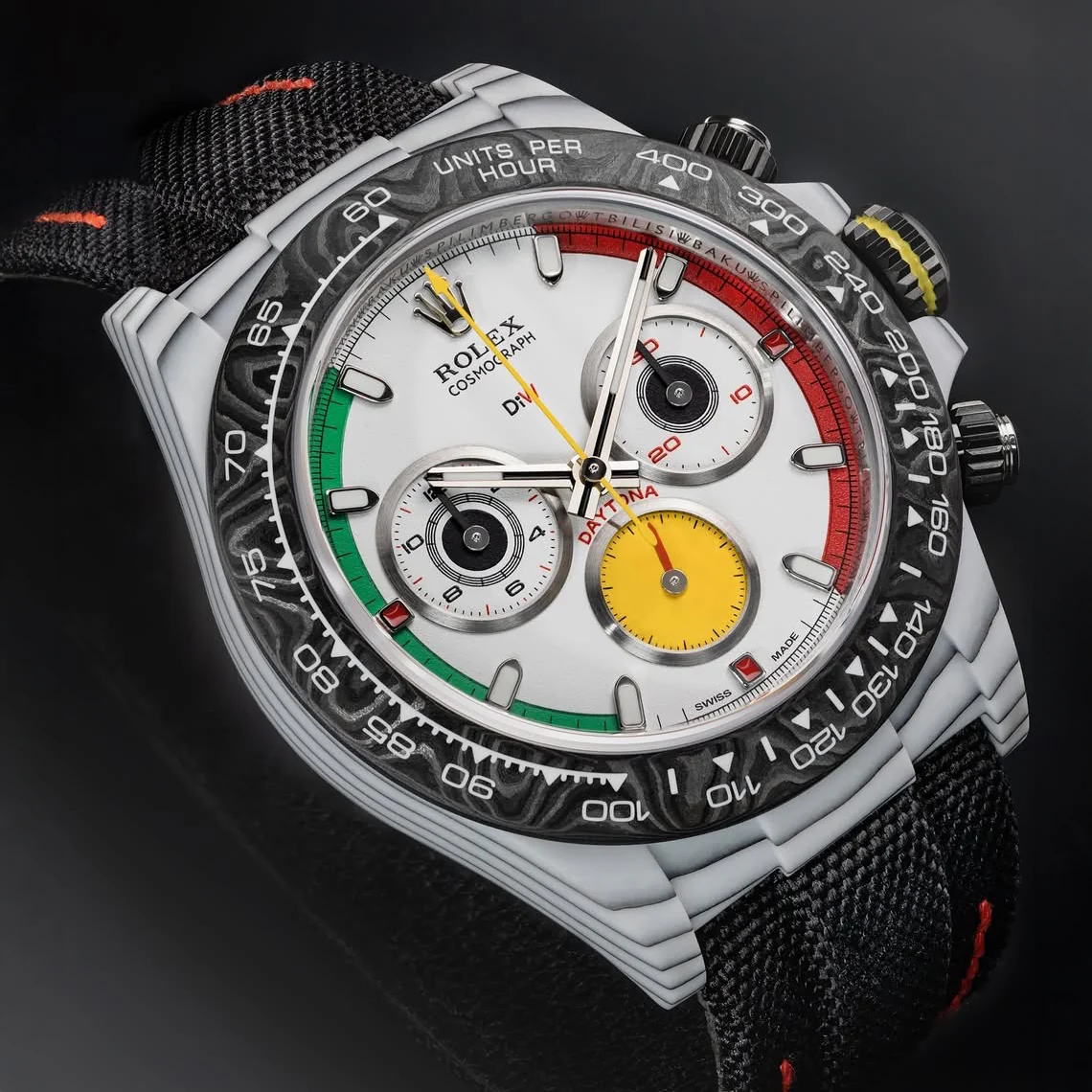 Daytona DIW Ferrari White Carbon DIWF Best Edition White Italy Dial on Black Nylon Strap DD4801 Super Clone