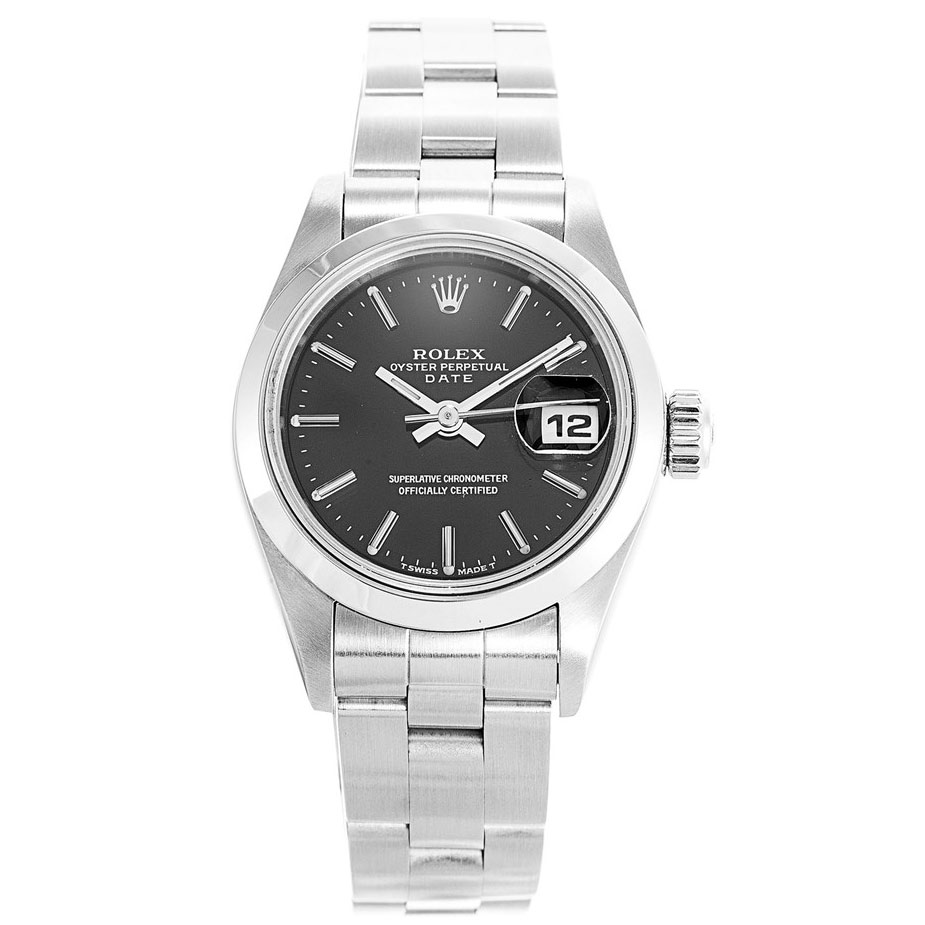 Rolex Datejust 69160 Ladies Automatic 26mm Black Dial Steel Case & Bracelet Watch