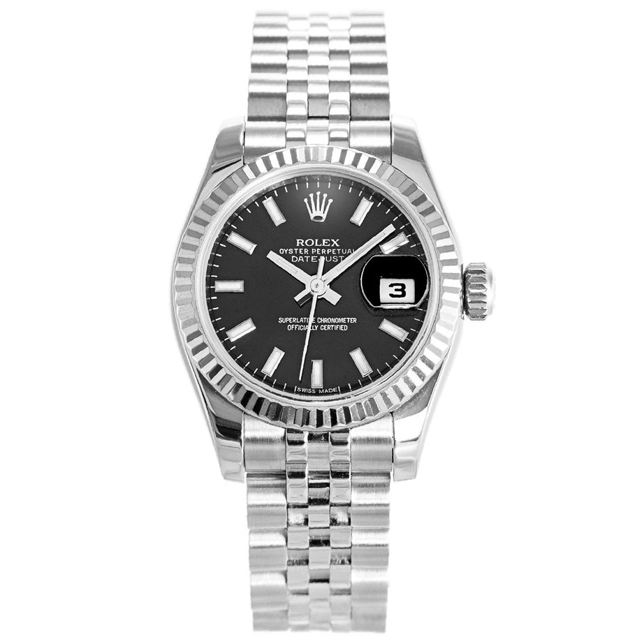 Rolex Datejust Ladies Replica Watch 179174 Auto Movement, 26mm Steel Case, Black Dial