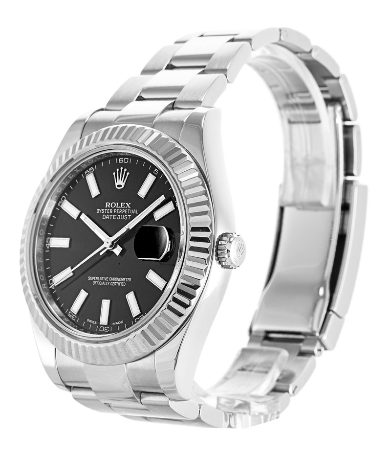 Rolex Datejust II Replica Watch 116334 Automatic 41mm Black Dial Steel Case for Men