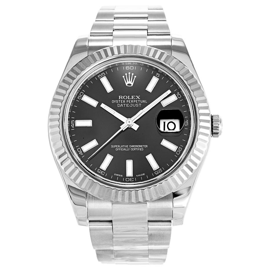 Rolex Datejust II Replica Watch 116334 Automatic 41mm Black Dial Steel Case for Men