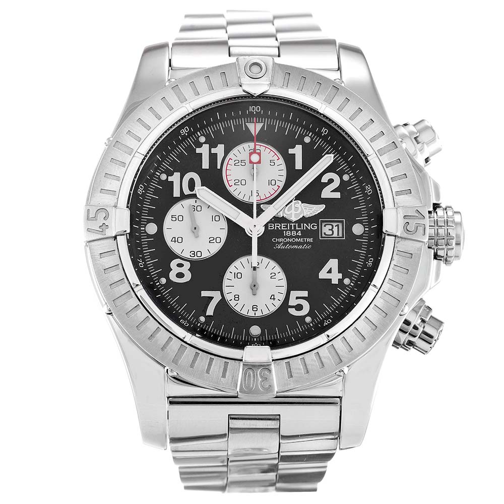 Breitling Super Avenger A13370 | Mens Quartz | 48.4mm 316 Steel | Black Dial Replica Watch