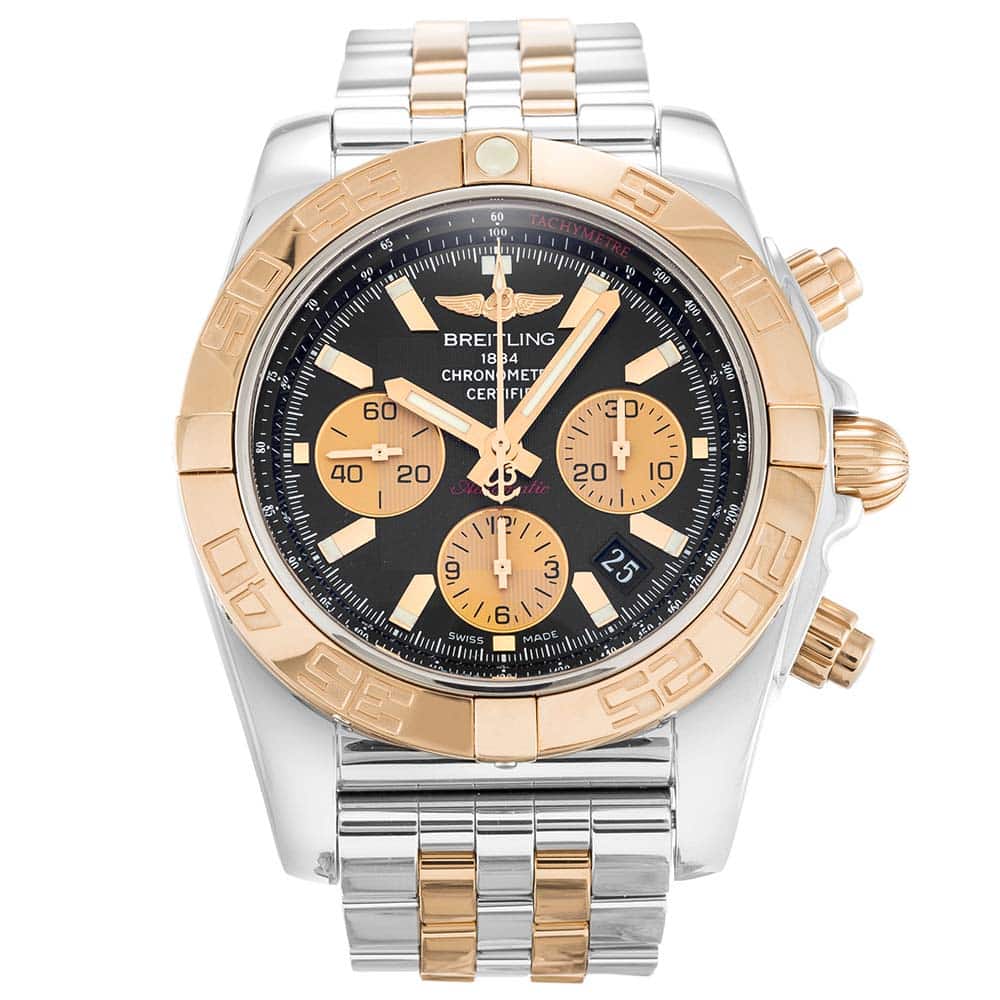 Breitling Chronomat CB0110 Quartz 44mm Steel Black Dial Mens Replica Watch