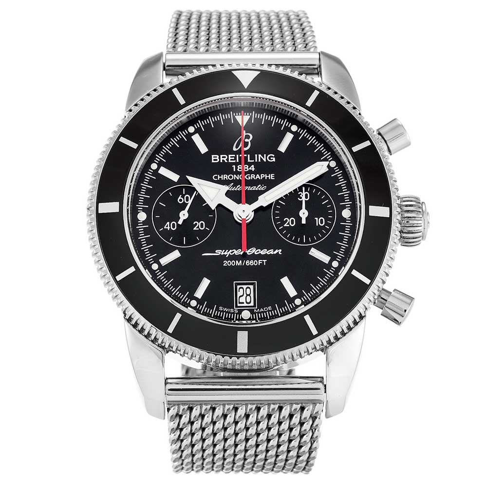 Breitling SuperOcean Heritage A23370 Quartz Mens Watch, 44mm Steel Case, Black Dial